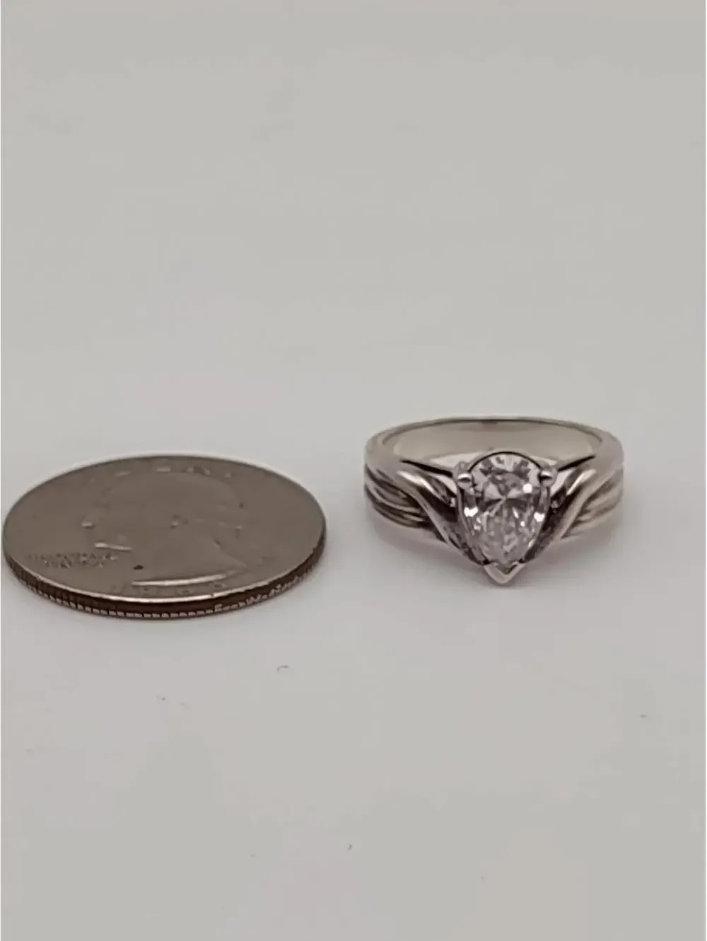 Joseph E Demarco Sterling Ring Pear CZ Size 6 925
